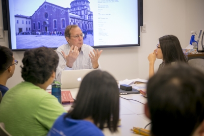 Robisheaux talking to students